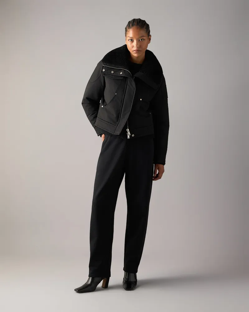 Moose Knuckles Aurora Daunen-truckerjacke - Farbe: Schwarz - Für Damen Schwarz