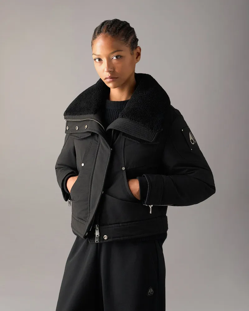 Moose Knuckles Aurora Daunen - Truckerjacke Für Damen Schwarz
