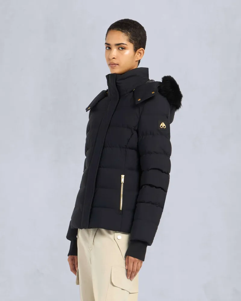 Moose Knuckles GOLD SERIES BETTA JACKE MIT SHEARLING-Schwarz / Schwarzes Shearling Schwarz