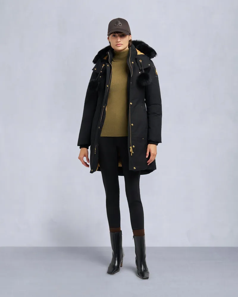 Moose Knuckles Gold Series Stirling Parka Mit Shearling - Besatz  Für Damen Schwarz