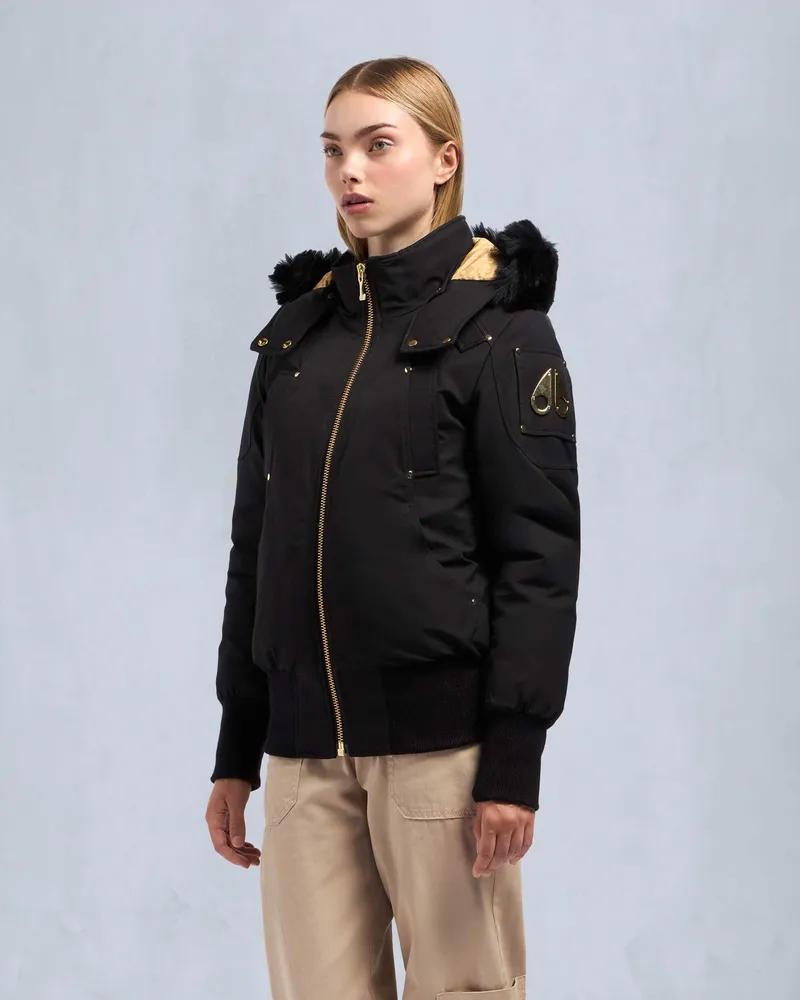 Moose Knuckles GOLD SERIES SAINTE FLAVIE BOMBERJACKE-Schwarz / Schwarzes Shearling Schwarz