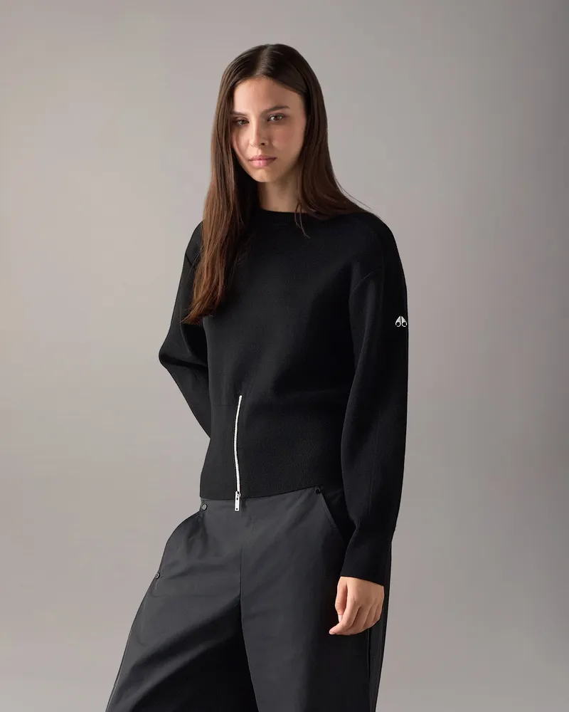 Moose Knuckles Corner Rundhals - Strick - Sweatshirt Für Damen Schwarz