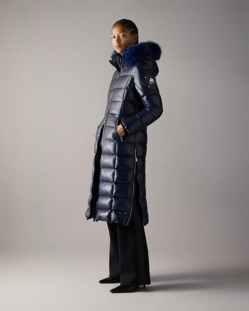 Moose Knuckles Celestia Langer Daunenparka - Farbe: Marineblau - Für Damen Marineblau