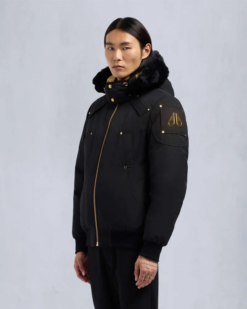 Moose Knuckles GOLD SERIES LITTLE RAPIDS BOMBERJACKE-Schwarz / Schwarzes Shearling Schwarz