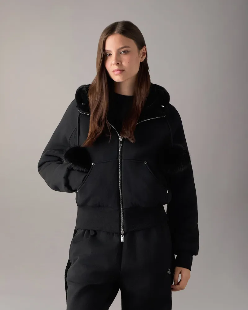 Moose Knuckles Wendbarer Oro Bunny Hoodie Für Damen Schwarz