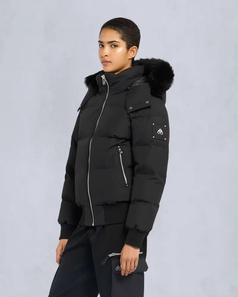 Moose Knuckles CLOUD BOMBERJACKE MIT SHEARLING-Schwarz / Schwarzes Shearling Schwarz