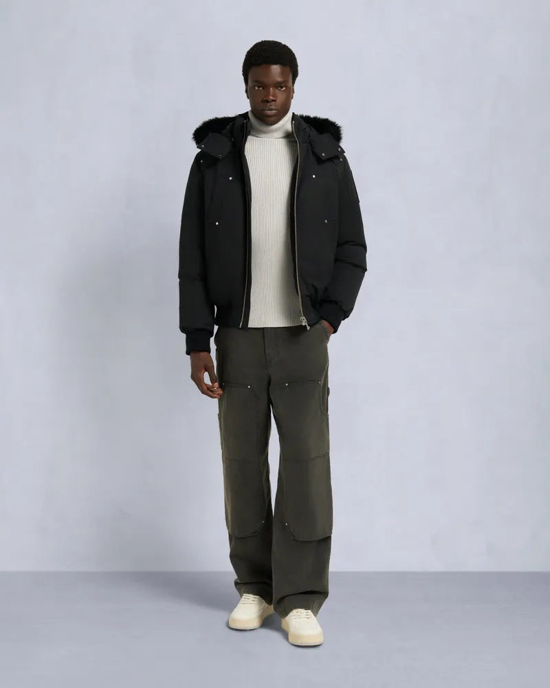 Moose Knuckles Original Ballistic Bomberjacke Mit Shearling - Besatz Schwarz