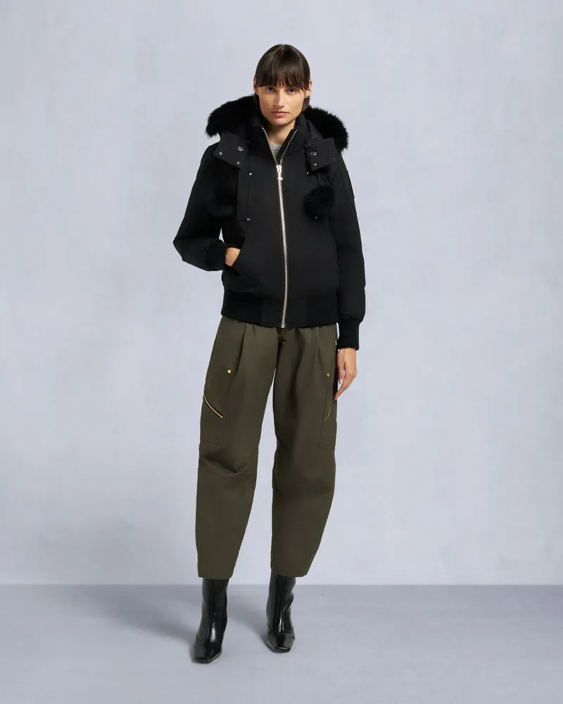 Moose Knuckles Original Debbie Bomberjacke Mit Shearling - Besatz Für Damen Schwarz
