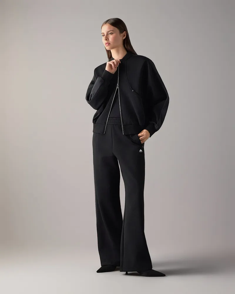 Moose Knuckles Mix Media Hose Mit Weitem Bein - Farbe: Schwarz - Für Damen Schwarz