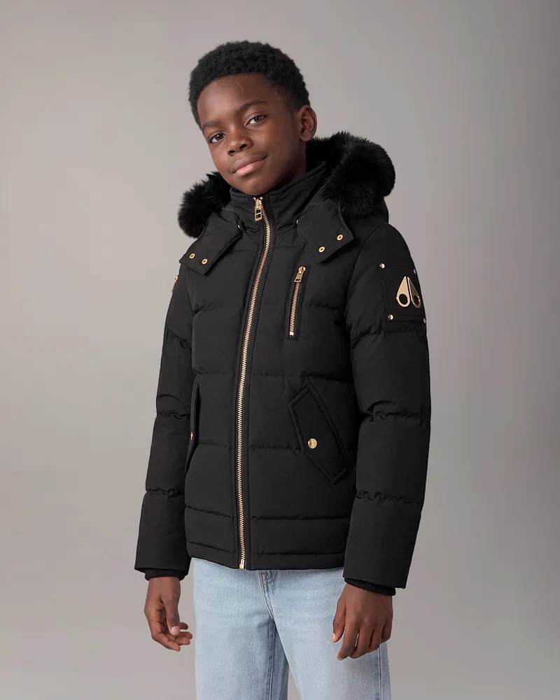 Moose Knuckles Gold Series Original 3q Daunenjacke Für Kinder Schwarz