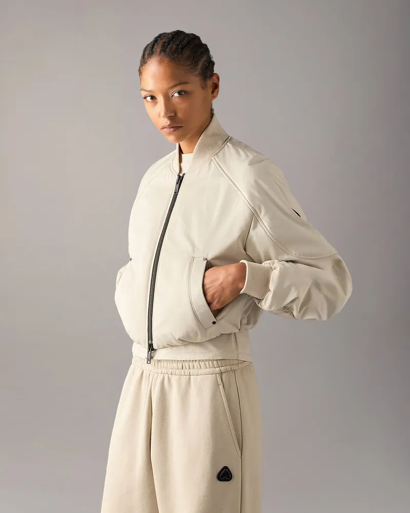 Moose Knuckles Drift Bomberjacke Aus Satin Für Damen Alabaster