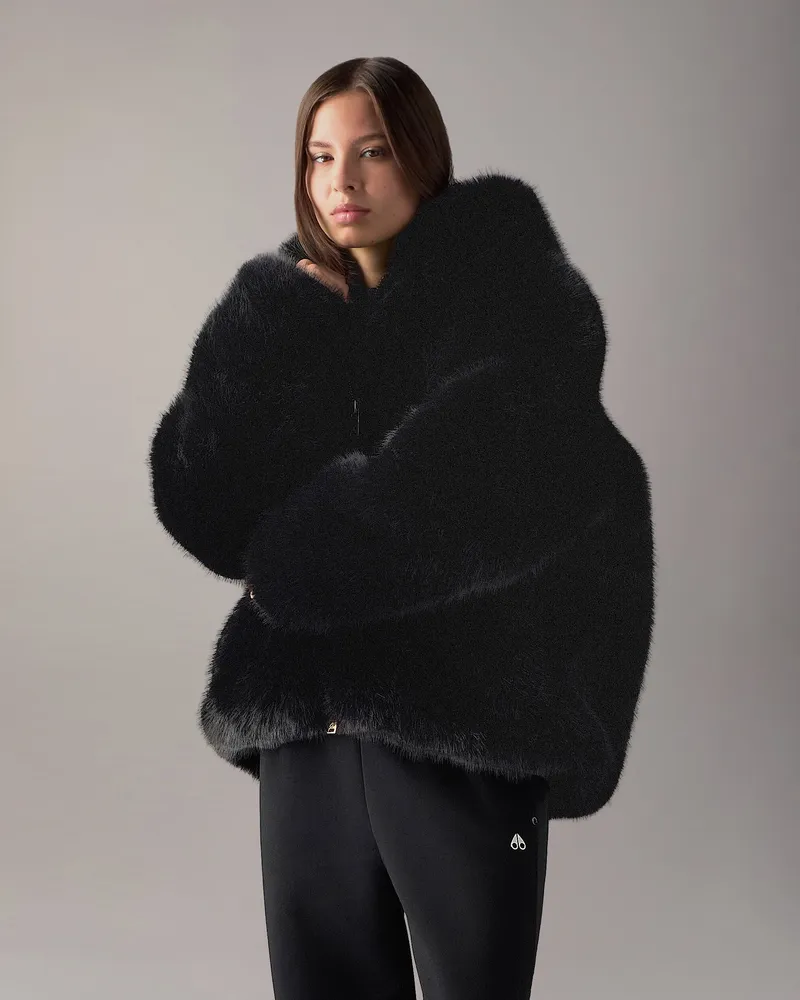 Moose Knuckles Ember Kunstfelljacke Für Damen Schwarz