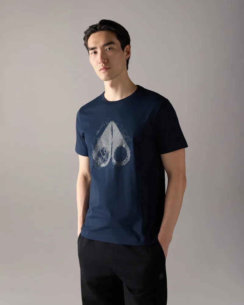 Moose Knuckles Icebreak Logo T - Shirt Marineblau