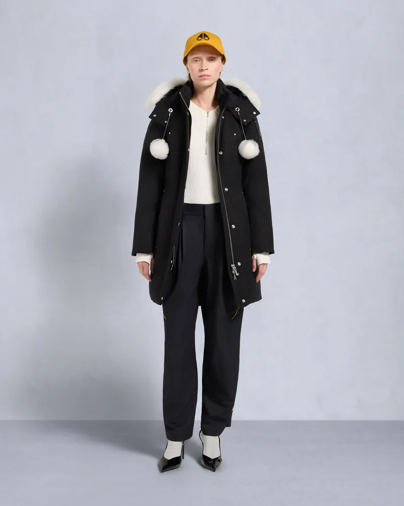 Moose Knuckles Stirling Parka Mit Shearling - Besatz Für Damen Schwarz