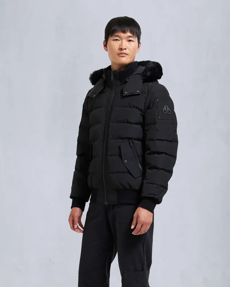 Moose Knuckles ONYX SCOTCHTOWN BOMBERJACKE-Schwarz / Schwarzes Shearling Schwarz