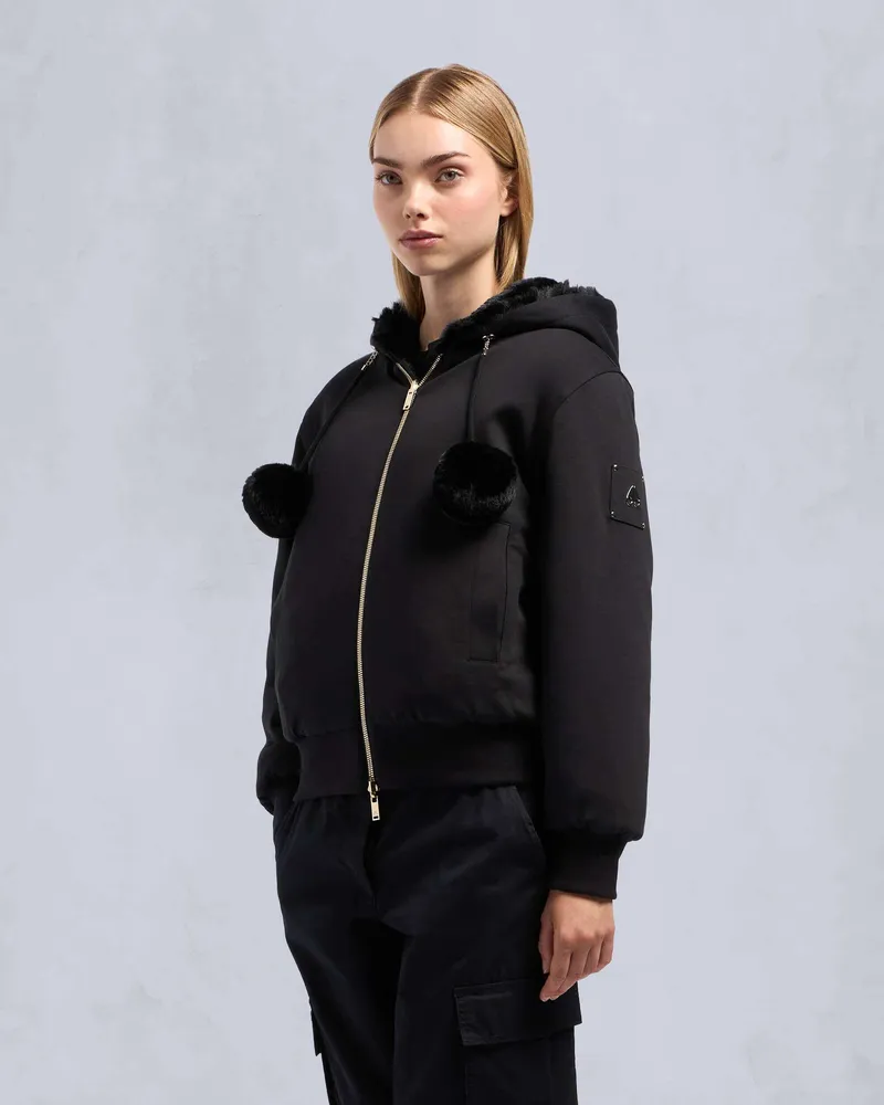 Moose Knuckles GOLD SERIES WENDBARER MEALY BUNNY HOODIE-Schwarz / Glänzend Schwarz Schwarz