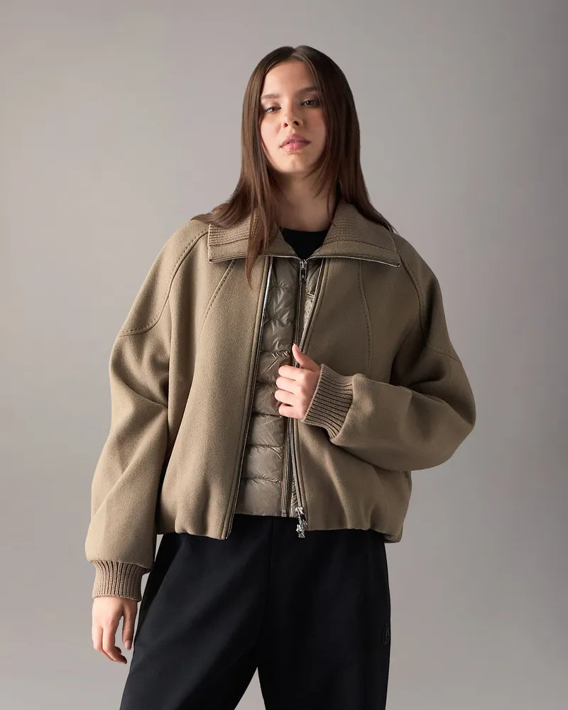 Moose Knuckles Grid 3 - In - 1 Bomberjacke Aus Wolle Für Damen Aschgrau