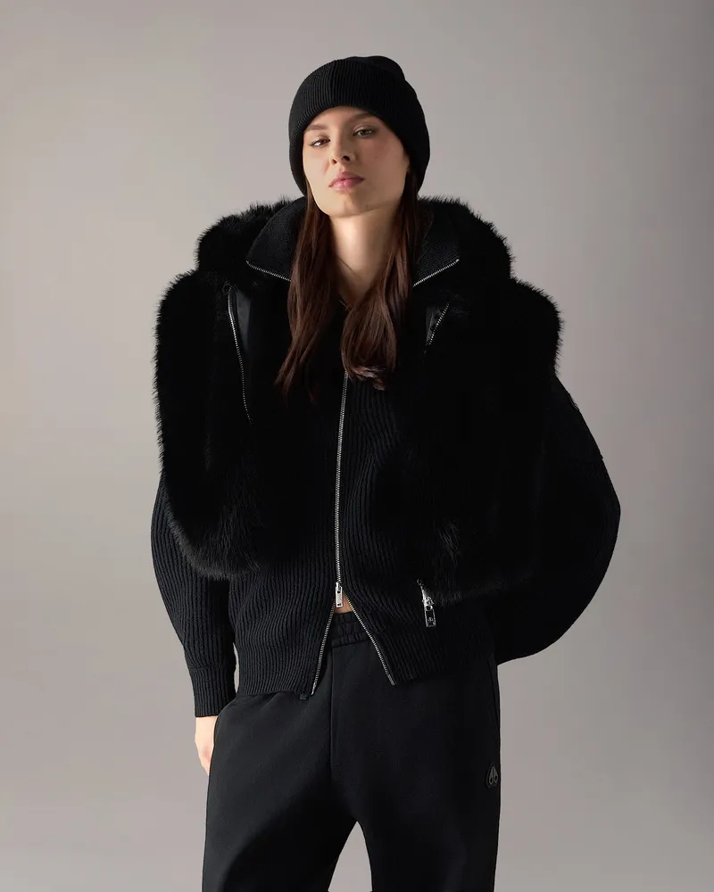 Moose Knuckles Cosmo Kunstfellweste Für Damen Schwarz