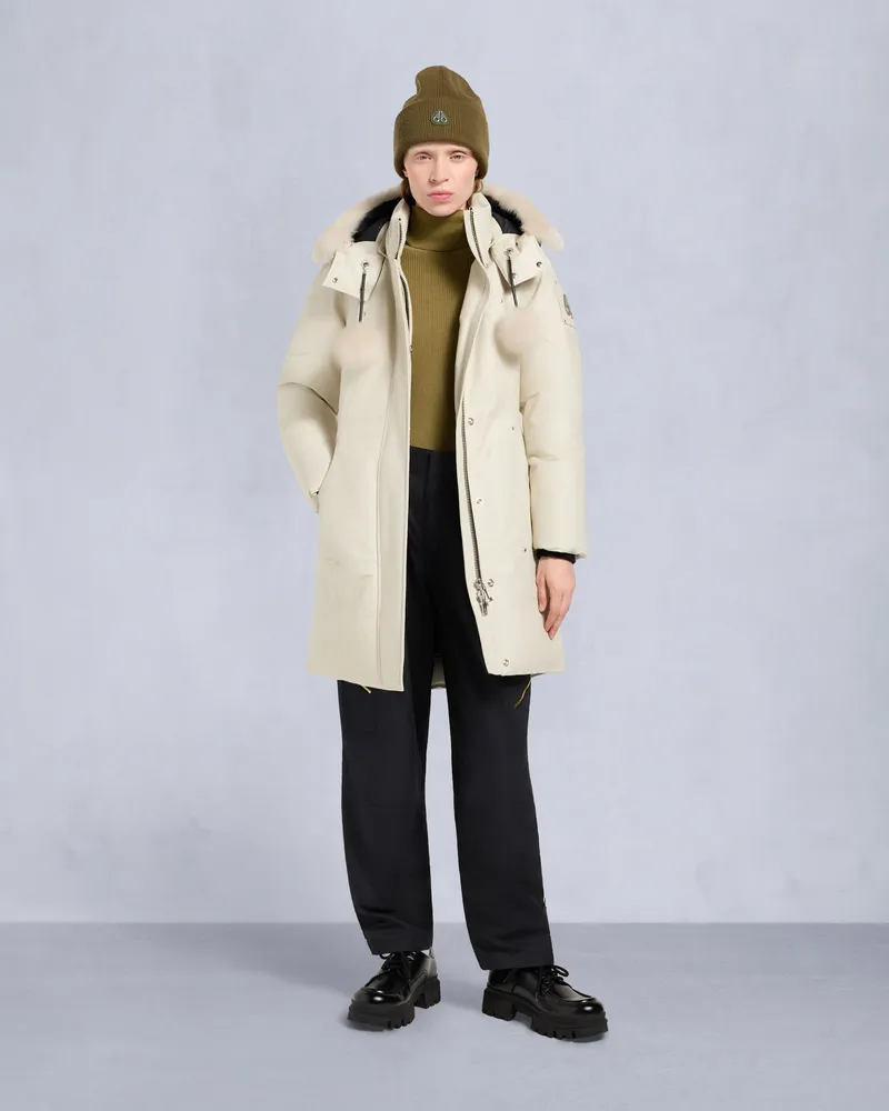 Moose Knuckles Stirling Parka Mit Shearling - Besatz Für Damen Alabaster