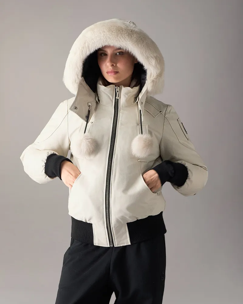 Moose Knuckles Original Debbie Daunen - Bomberjacke Für Damen Alabaster