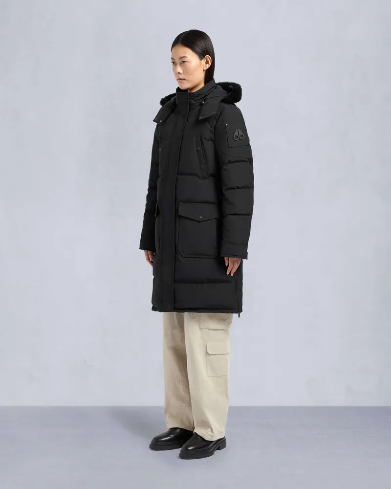 Moose Knuckles ONYX CAUSAPSCAL PARKA-Schwarz / Schwarzes Shearling Schwarz