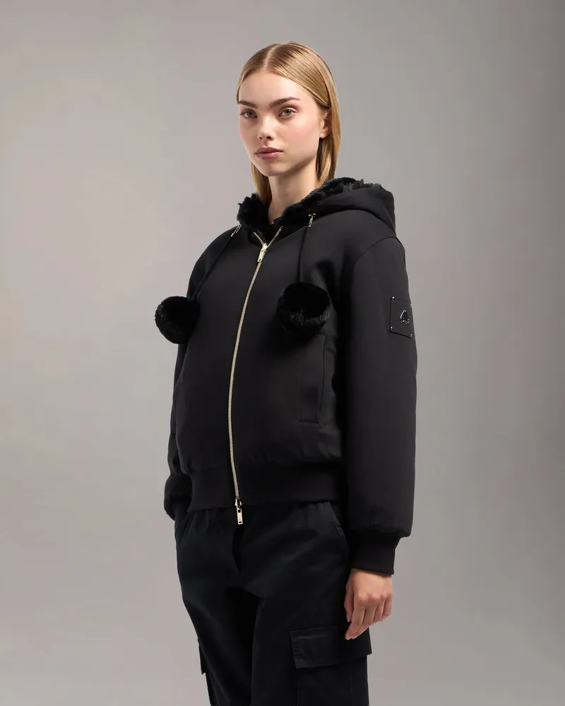 Moose Knuckles Gold Series Wendbarer Mealy Bunny Hoodie - Farbe: Schwarz - Für Damen Schwarz