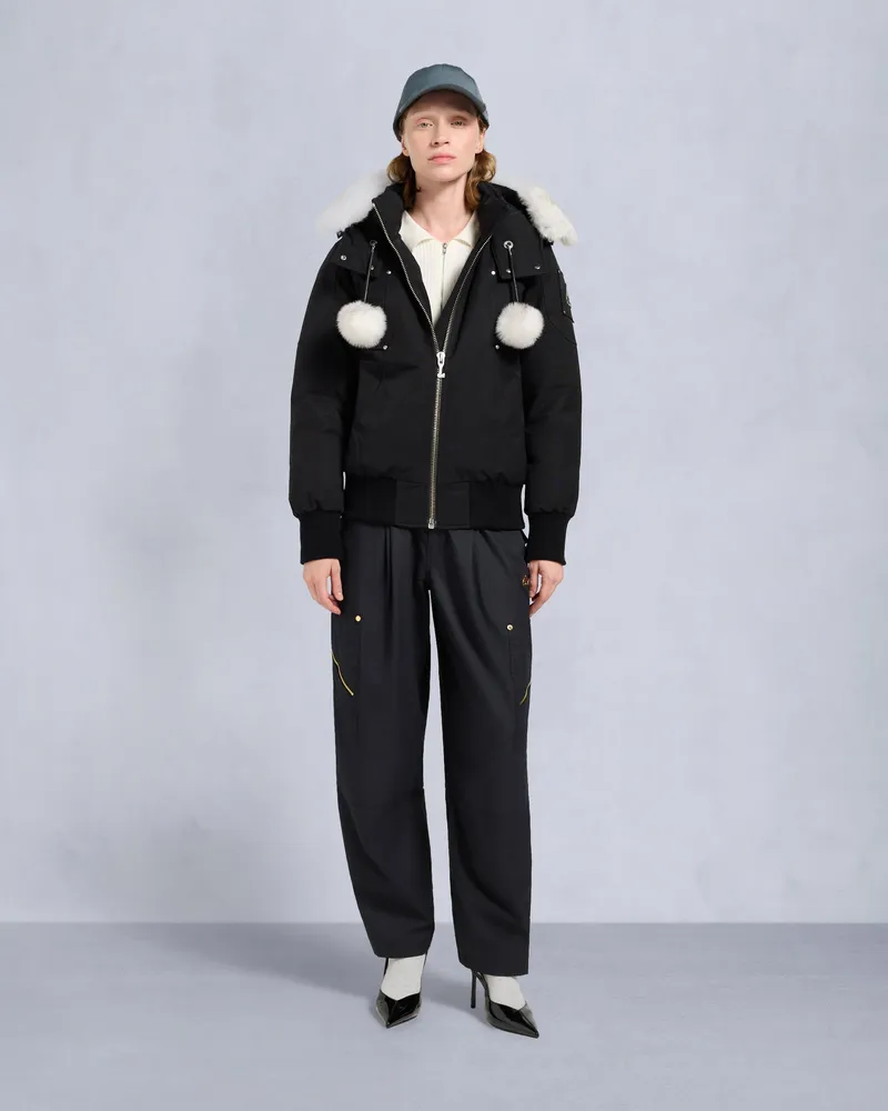 Moose Knuckles Original Debbie Bomberjacke Mit Shearling - Besatz Für Damen Schwarz
