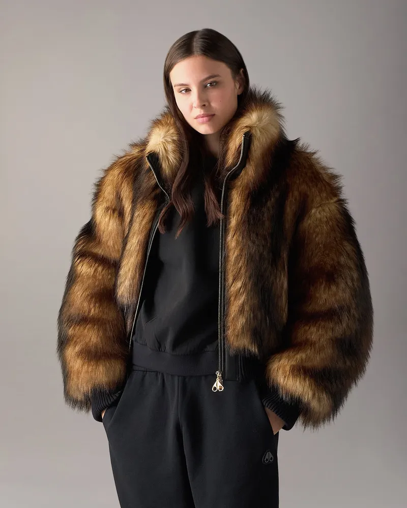 Moose Knuckles Jill Kunstfell - Bomberjacke Für Damen Goldenes