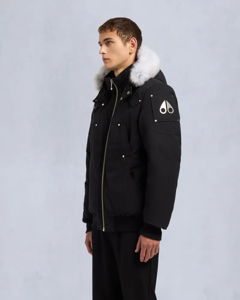 Moose Knuckles ORIGINAL BALLISTISCHES BOMBERJACKE MIT PELZ-Schwarz / Naturfarbener Fuchspelz Schwarz