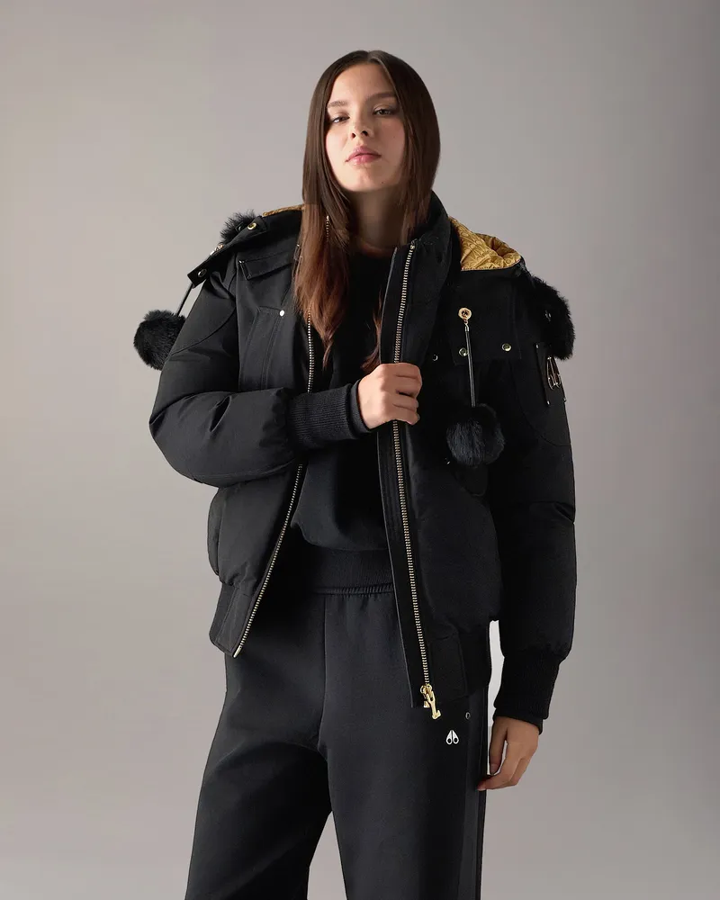 Moose Knuckles Gold Series Original Debbie Daunen - Bomberjacke Für Damen Schwarz