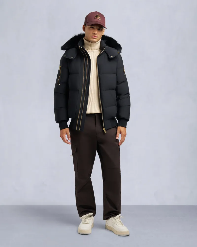 Moose Knuckles Gold Series Nyluxe Stagg Bomberjacke Mit Shearling - Besatz Schwarz