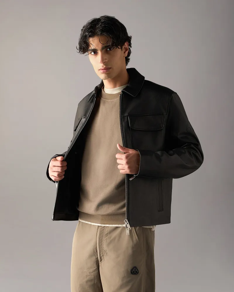 Moose Knuckles Jacques Lederjacke Schwarz