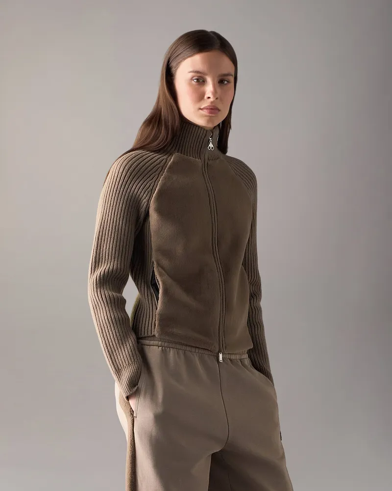 Moose Knuckles Junction Hybrid - Pullover Mit Reißverschluss Für Damen Aschgrau