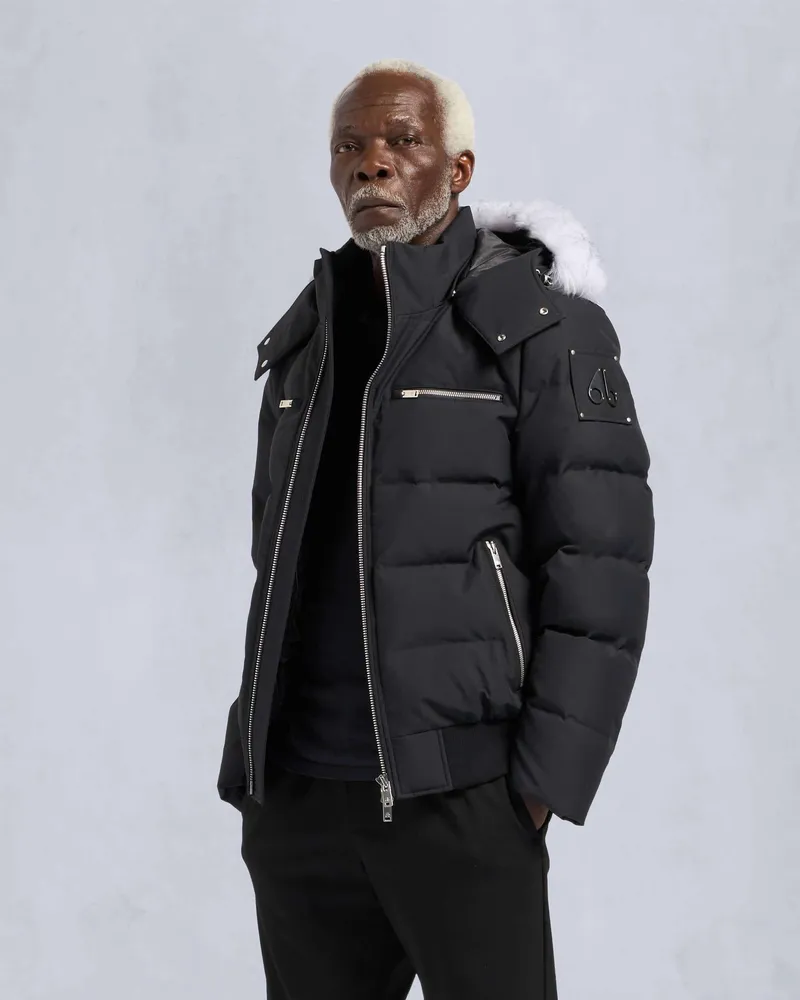 Moose Knuckles CLOUD BOMBERJACKE MIT SHEARLING-Schwarz / Naturfarbenes Shearling Schwarz