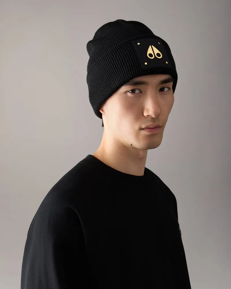 Moose Knuckles Gold Series Logo Icon Mütze Aus Wolle Schwarz