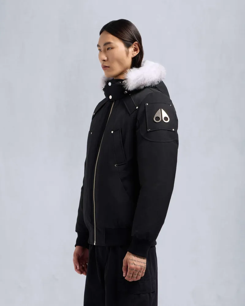 Moose Knuckles ORIGINALS BALLISTIC BOMBERJACKE AUS SHEARLING-Schwarz / Naturfarbenes Shearling