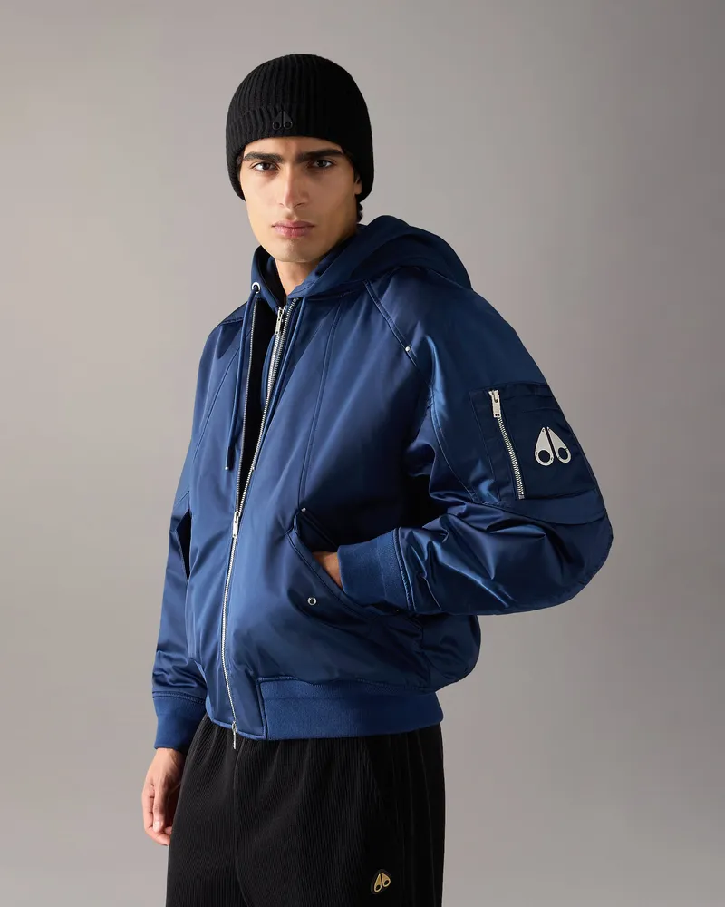 Moose Knuckles Georgie Satin-bomberjacke - Farbe: Nachtblau - Für Herren Nachtblau