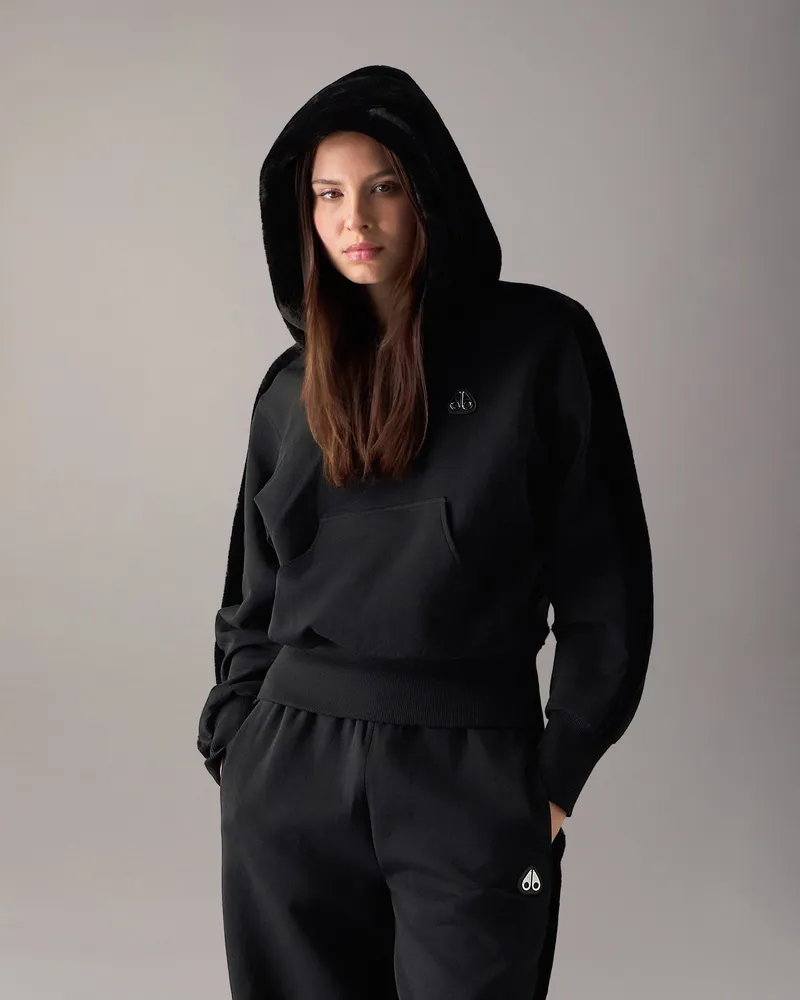 Moose Knuckles Mixed - Media Bunny Hoodie Für Damen Schwarz