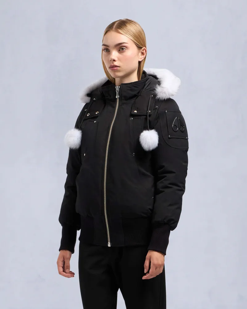 Moose Knuckles ORIGINAL DEBBIE BOMBERJACKE AUS SHEARLING-Schwarz / Naturfarbenes Shearling Schwarz
