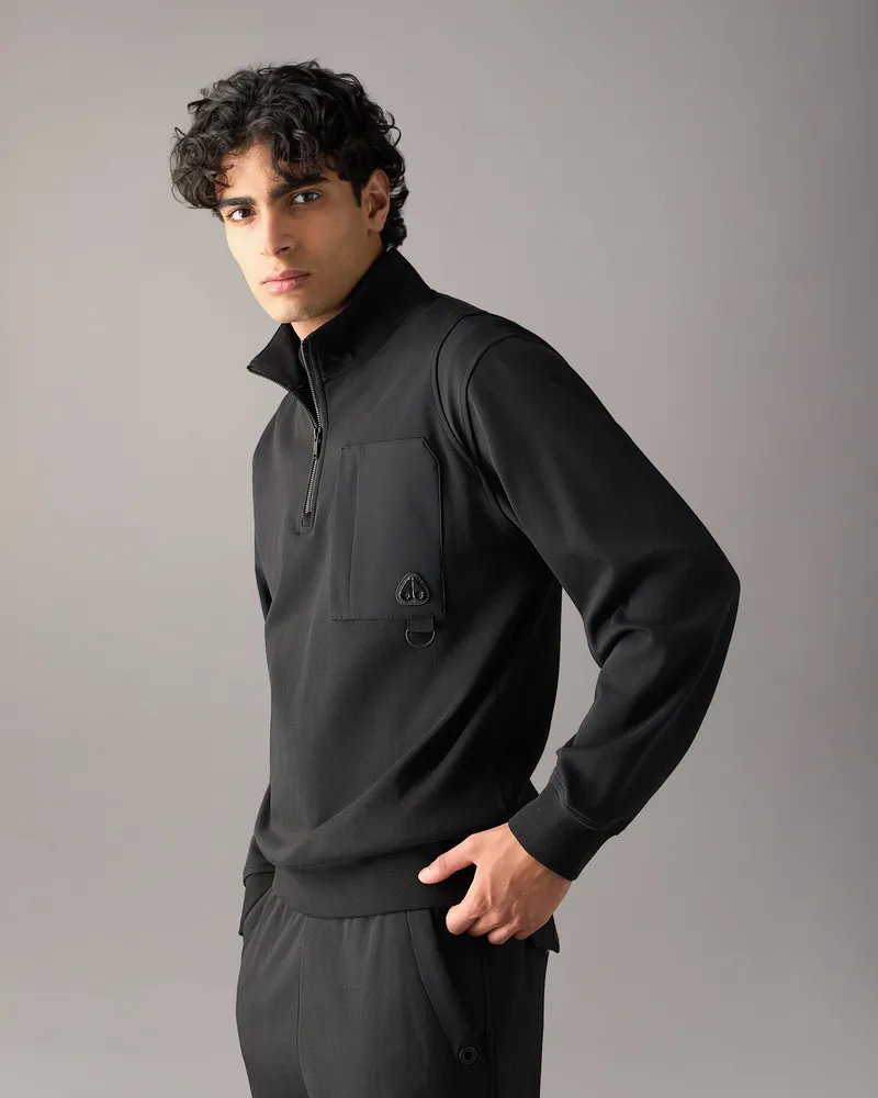 Moose Knuckles Dalon Sweatshirt Mit Viertelreißverschluss - Farbe: Schwarz - Für Herren Schwarz