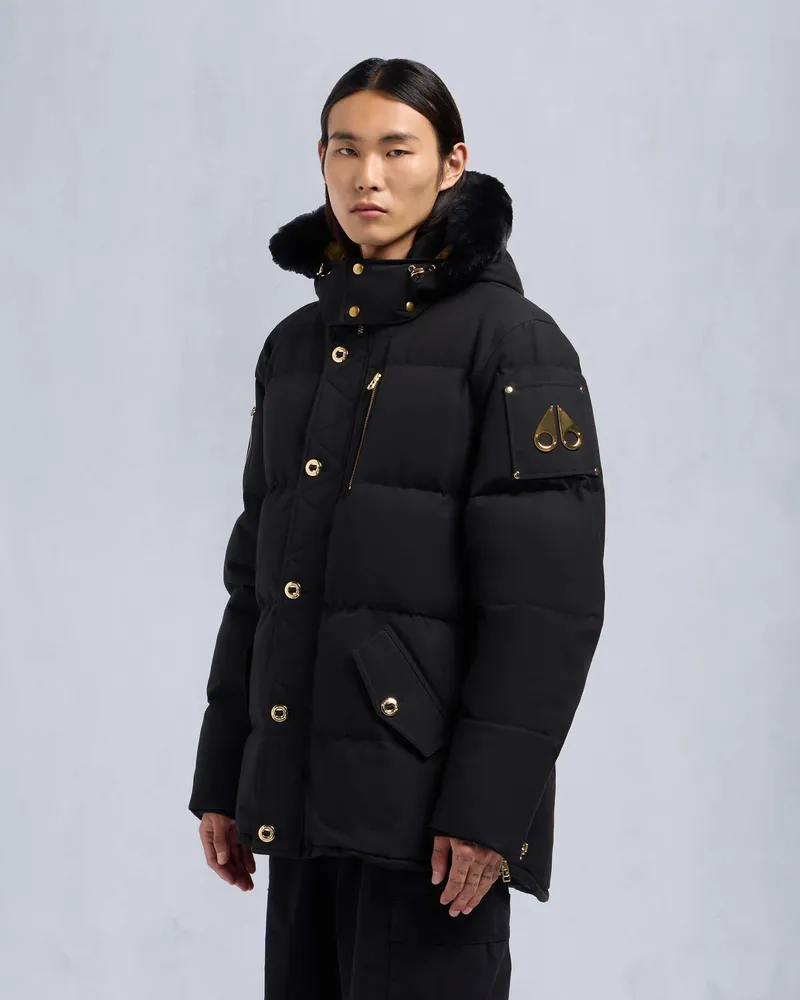 Moose Knuckles GOLD SERIES 3Q JACKE MIT SHEARLING-Schwarz / Schwarzes Shearling Schwarz