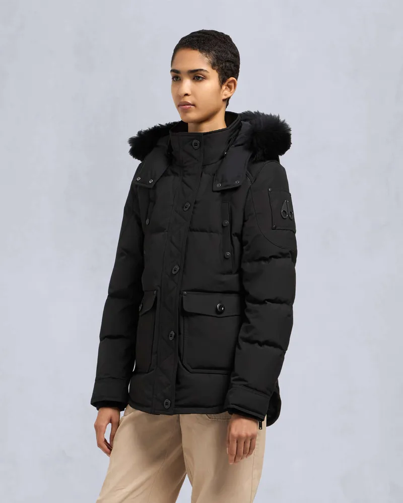 Moose Knuckles ONYX ANGUILLE JACKE SHEARLING-Schwarz / Schwarzes Shearling Schwarz