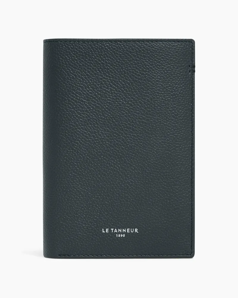 Le Tanneur Mittelgroße Bifold-Brieftasche im Hochformat mit Reißverschluss Lucien aus genarbtem Leder Dämmerungsblau