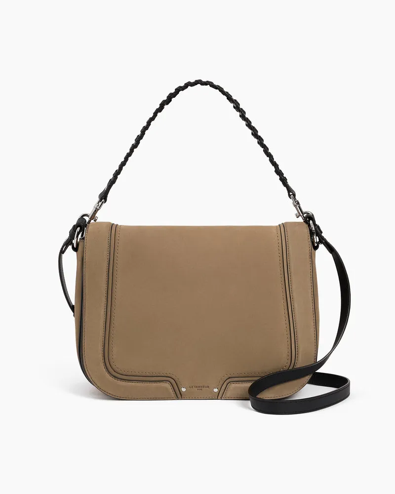 Le Tanneur Große Umhängetasche Ella aus Glattleder und Nubukleder Brown