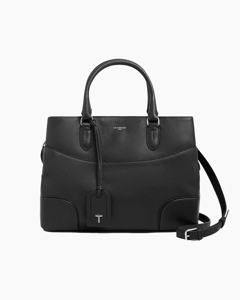 Le Tanneur Große Handtasche Romy aus genarbtem Leder Black