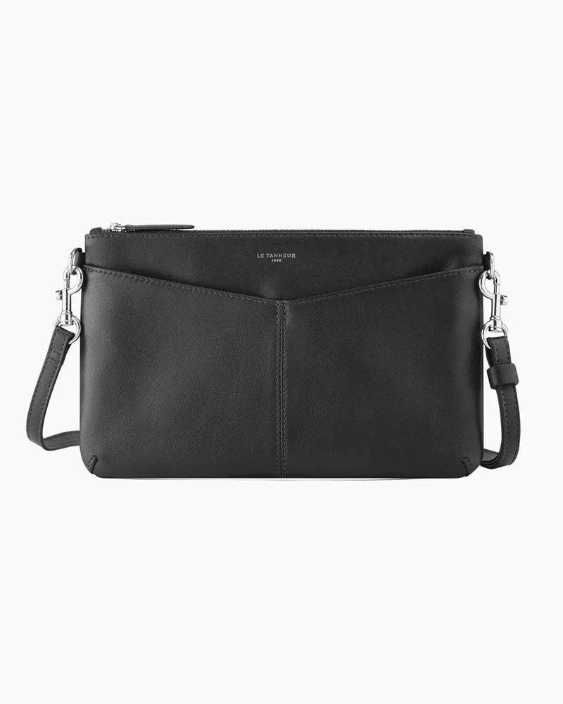 Le Tanneur Kleine Handtasche Charlotte aus Glattleder mit Reißverschluss und abnehmbarem Tragriemen Black