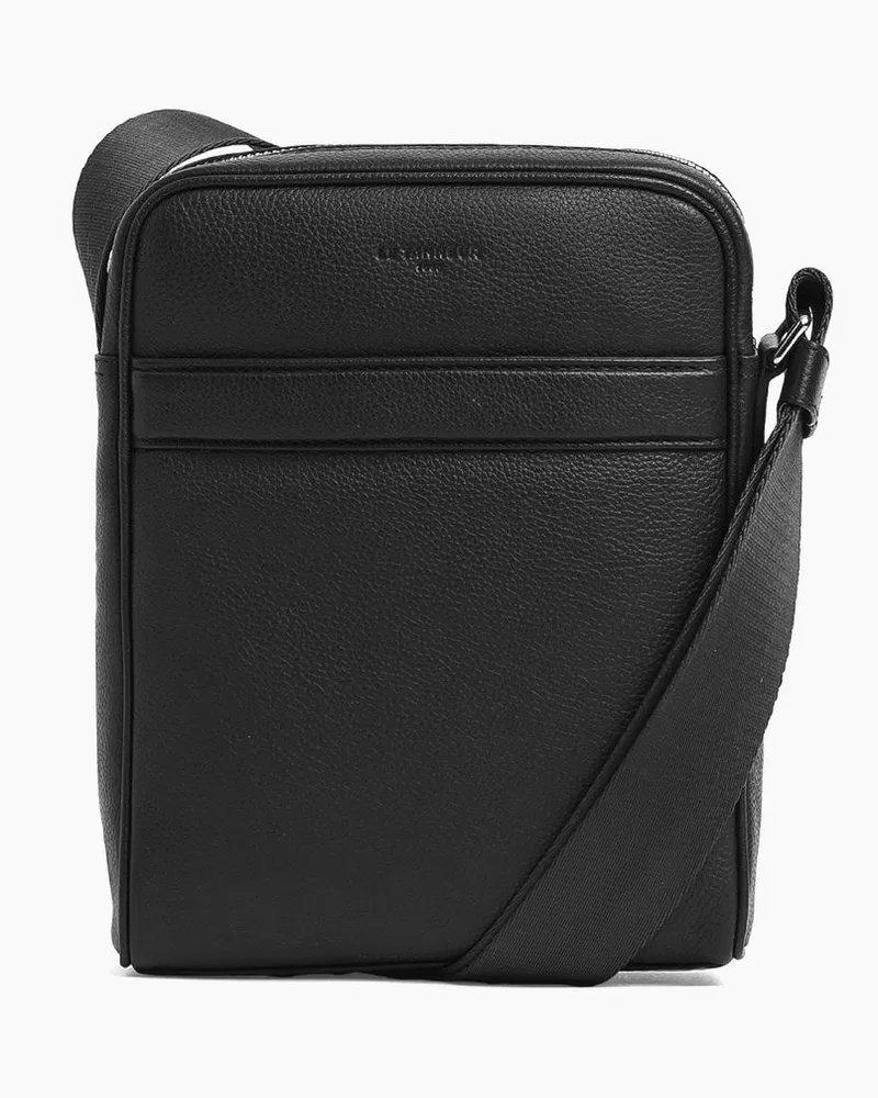Le Tanneur Kleine Umhängetasche Charles aus genarbtem Leder Black