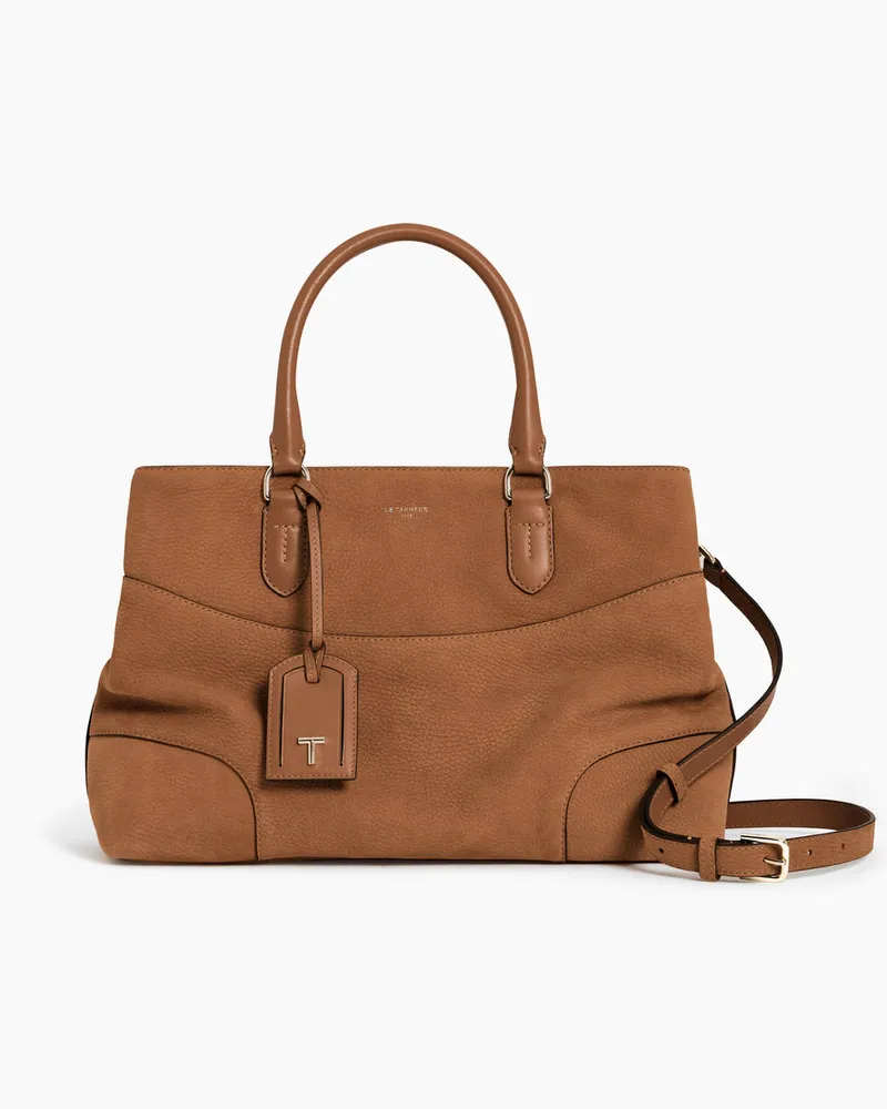 Le Tanneur Große Handtasche Romy aus genarbtem Nubukleder Brown