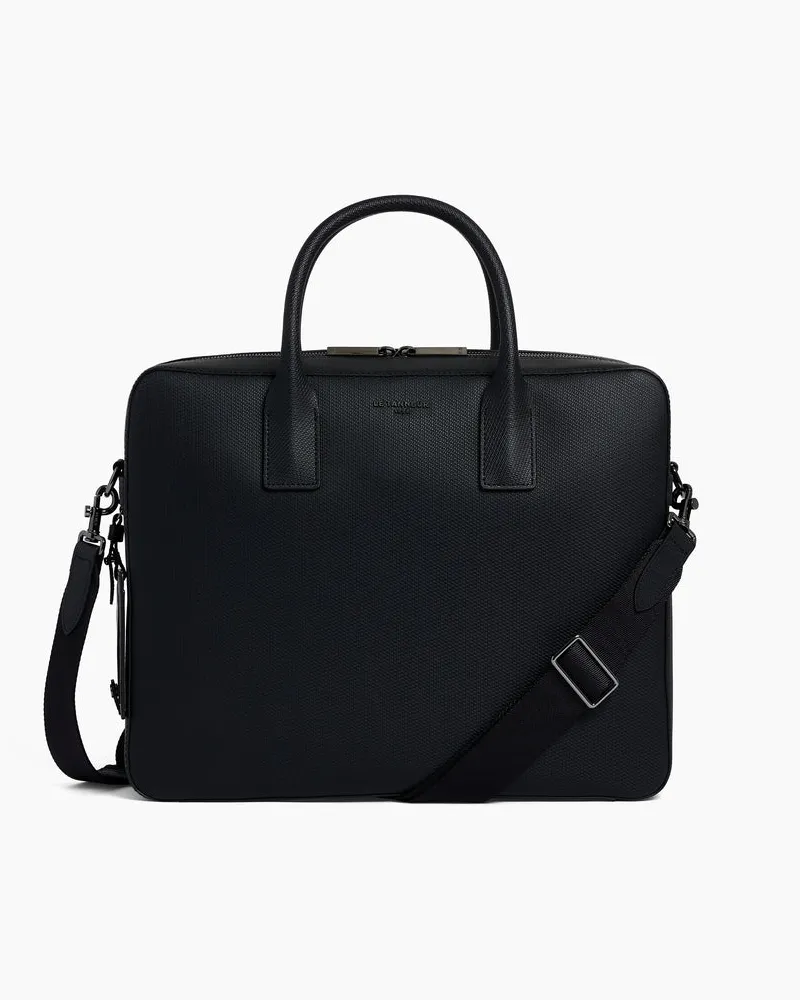 Le Tanneur Aktentasche Emile 14 Zoll aus monogrammiertem Leder Black