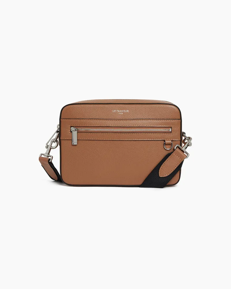 Le Tanneur Kleine Umhängetasche Emile aus genarbtem Leder Brown